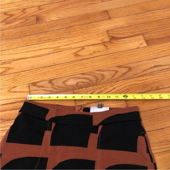 Bel Kazan Brown Pencil Skirt with Black Geometric Pattern Size Small - Picture 2 of 4